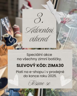 ‼️ Je to tady ‼️Slevový kód ZIMA30, na všechny zimní botičky -30%. Kódy vůbec nedávám, ale před Vánocemi se to hodí 👌🏼...